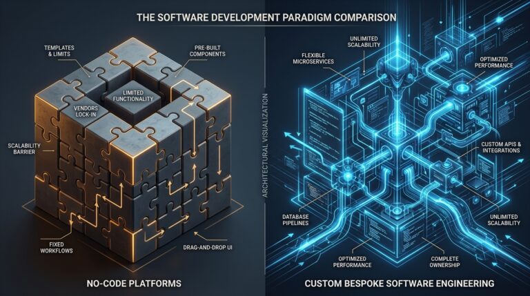 Custom Software Engineering vs No-Code Platforms Architecture Comparison