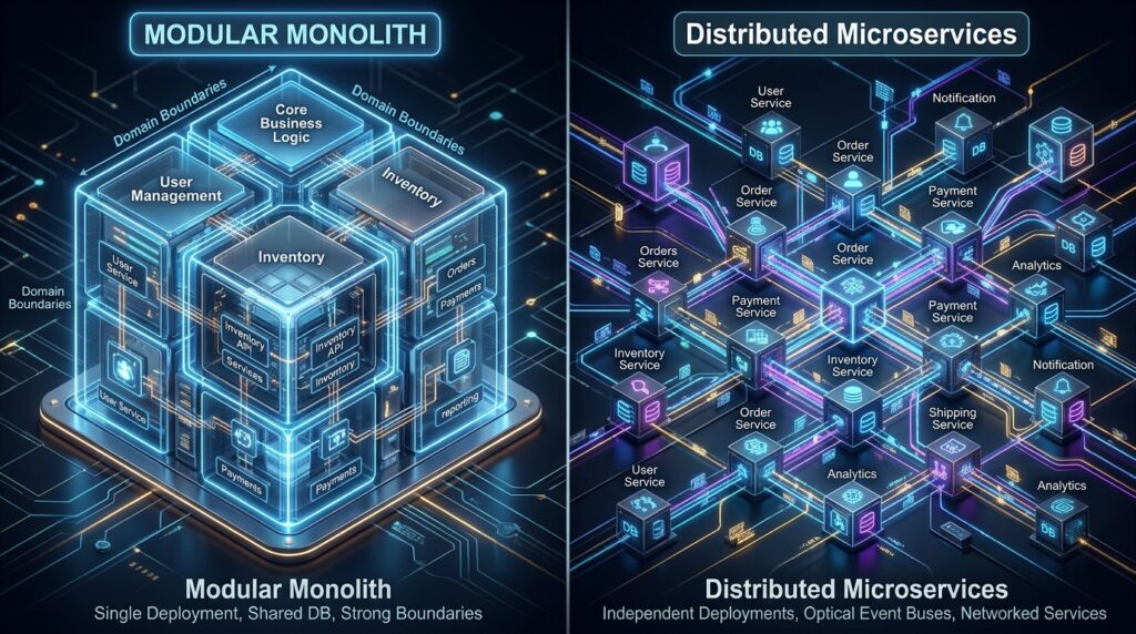 Modular Monolith vs Microservices Architecture by PixaQuant